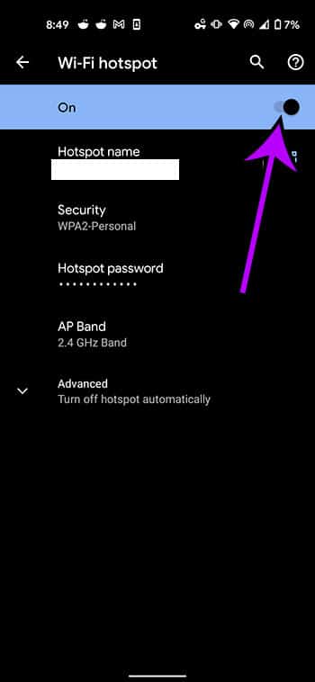 How to enable personal hotspot on a google pixel 4a