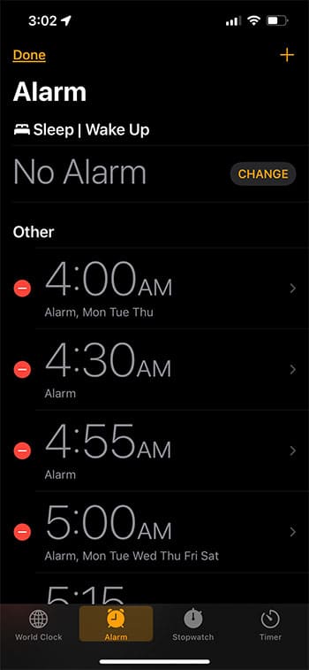 Select the alarm