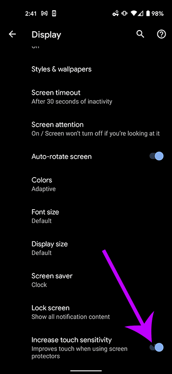 How to increase touch sensitivity on the google pixel 4a