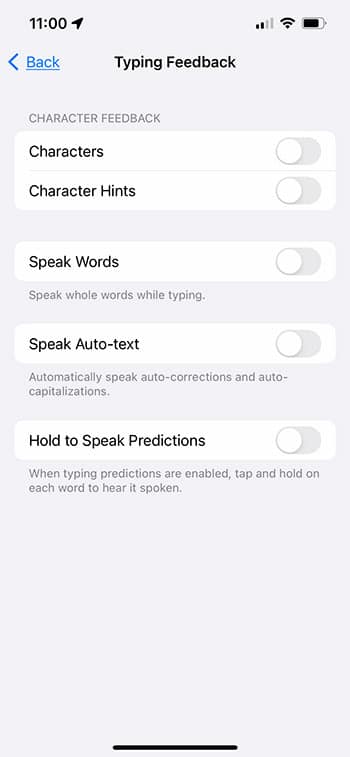 how to stop the iPhone 13 from speaking when you type