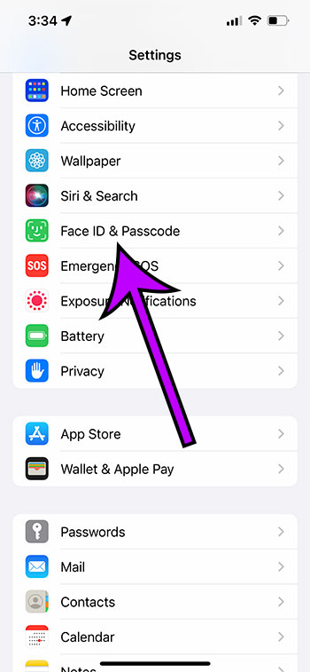 Choose face id and passcode