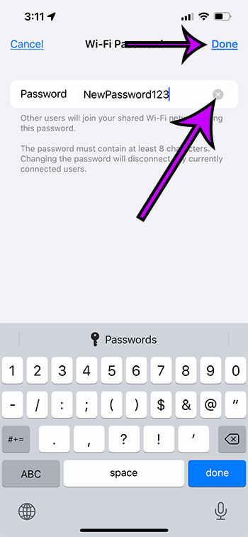 how to change the personal hotspot password on an iphone 13