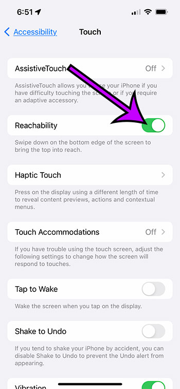 how to enable Reachability on an iPhone 13