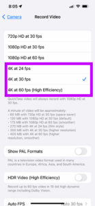 how to change the iPhone 13 video recording resolution