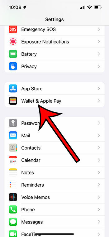 Open the wallet and apple pay menu