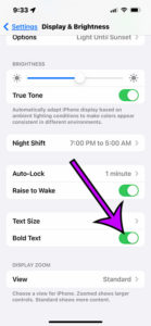 how to enable iPhone 13 bold text