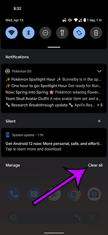 Scroll to the end of the notification list