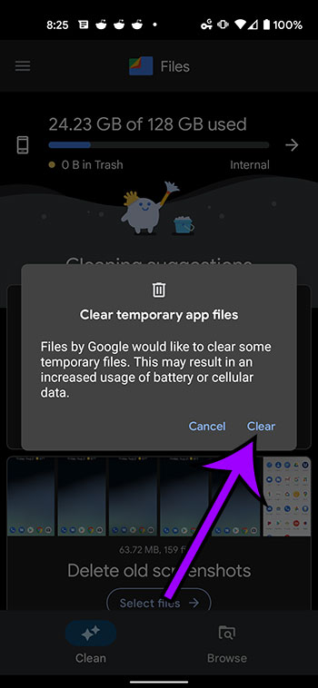 how to delete junk files on the Google Pixel 4A