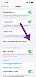 How to disable iphone 13 video autoplay