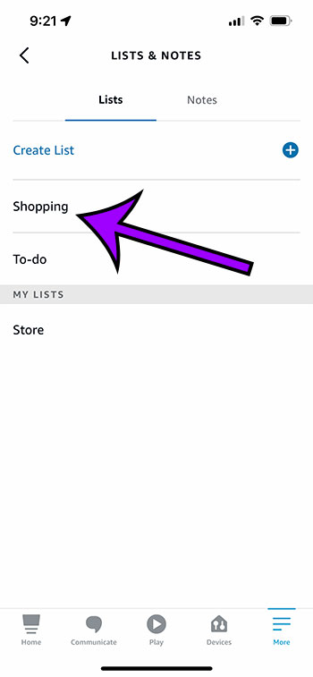 select the Shopping option