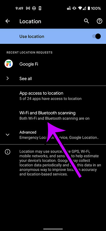 select Wi-Fi and Bluetooth scanning