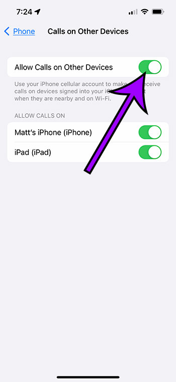 How to allow calls on other devices on an iphone 13