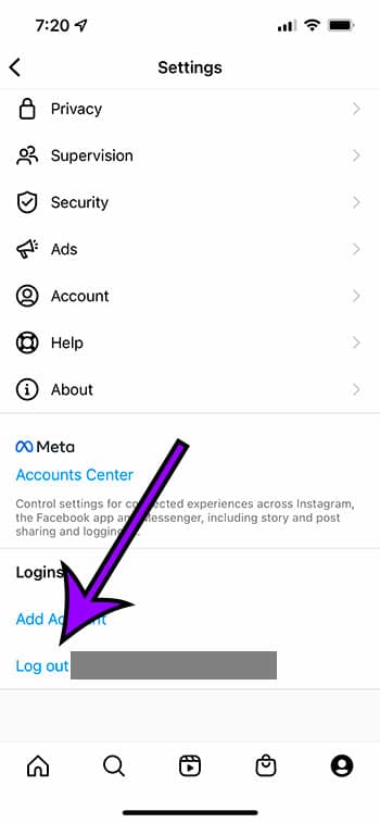 how to log out of Instagram on an iPhone 13