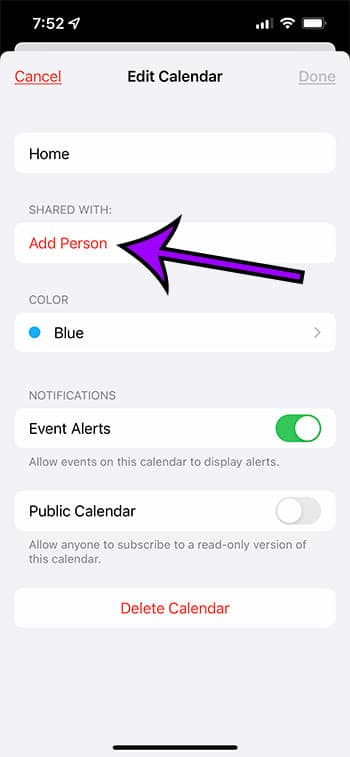 How to share a calendar on an iphone 13
