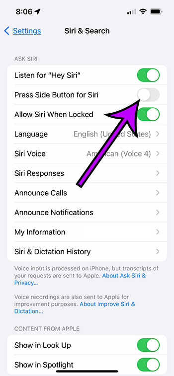 How to stop siri from opening when you press the side button on an iphone 13