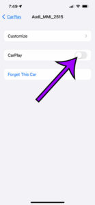 can I turn off Carplay on an iPhone 13?
