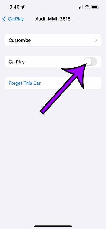 how to turn off Carplay on my iPhone 13