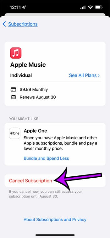 How to cancel apple music on iphone 13