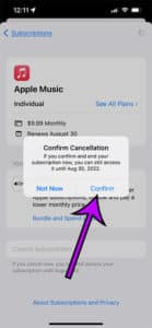 how to cancel Apple Music on iPhone 13