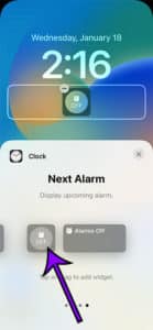 How to add an alarm to the iphone 13 lock screen