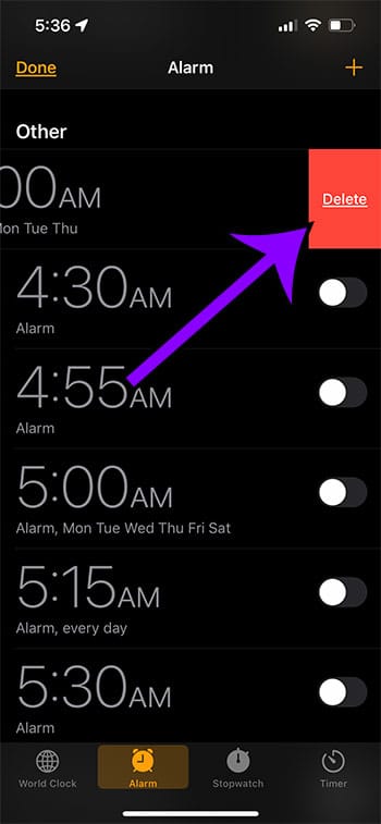 How to delete alarm on iphone 13