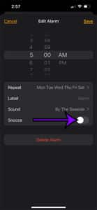 how to turn off snooze for an iPhone 13 alarm