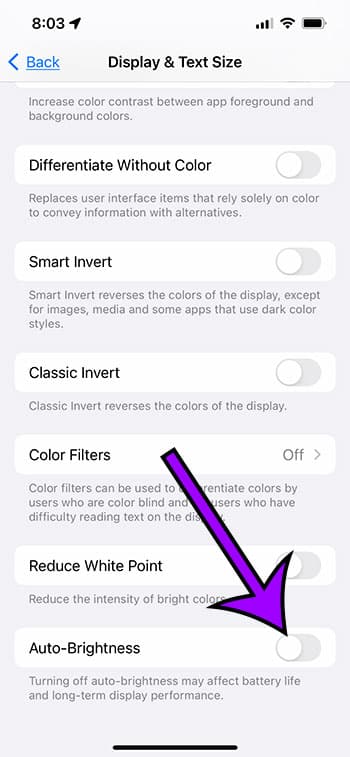 How to turn off auto brightness on iphone 13