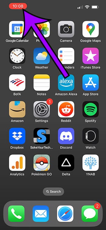 tap the red clock icon