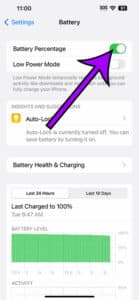 how to display iPhone 14 battery percentage